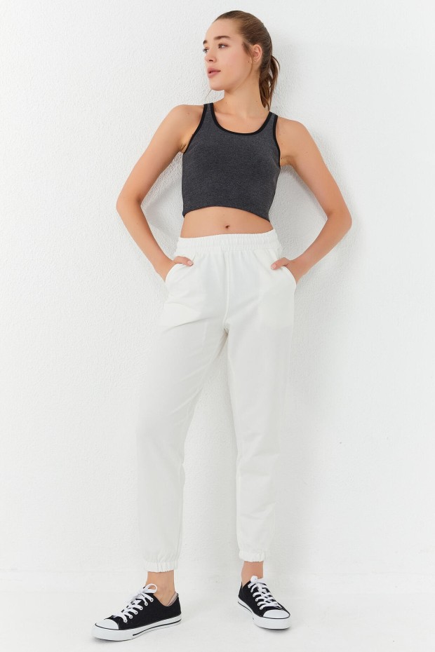 Tommy Life Antrasit Melanj Basic Sıfır Kol Dar Kalıp U Yaka Kadın Crop Top Atlet - 97162. 2 Tommy Life Antrasit Melanj Basic Sıfır Kol Dar Kalıp U Yaka Kadın Crop Top Atlet - 97162. 2