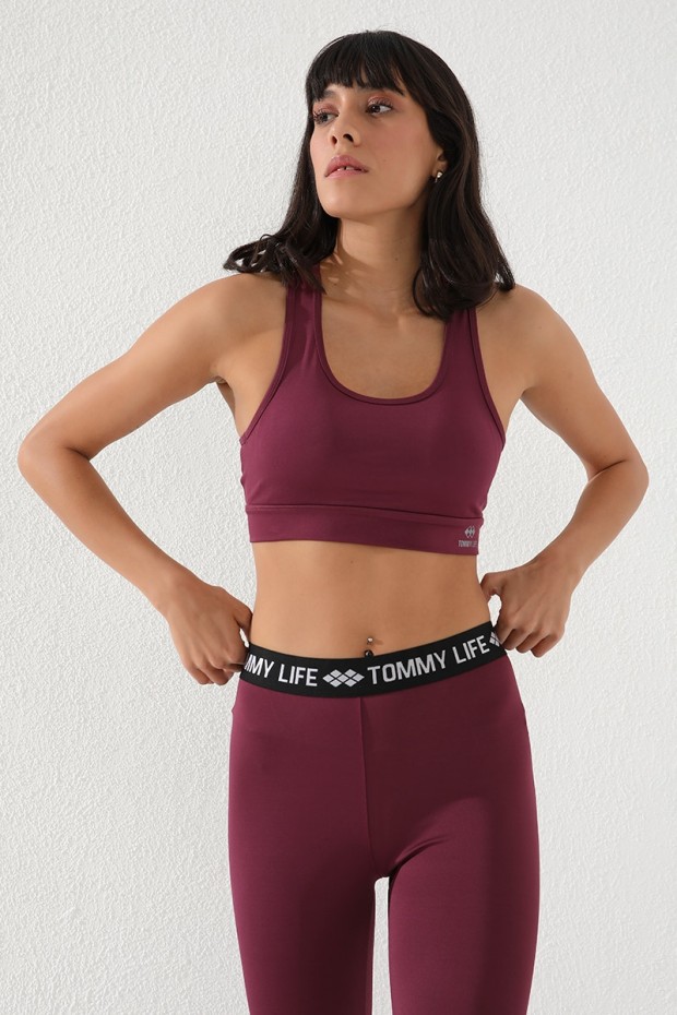 Tommy Life Bordo Sırt Detaylı Dar Kalıp U Yaka Kadın Spor Büstiyer - 97120. 7 Tommy Life Bordo Sırt Detaylı Dar Kalıp U Yaka Kadın Spor Büstiyer - 97120. 7