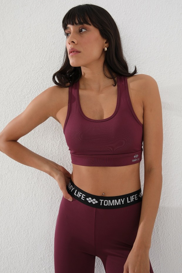 Tommy Life Bordo Sırt Detaylı Dar Kalıp U Yaka Kadın Spor Büstiyer - 97120. 6 Tommy Life Bordo Sırt Detaylı Dar Kalıp U Yaka Kadın Spor Büstiyer - 97120. 6