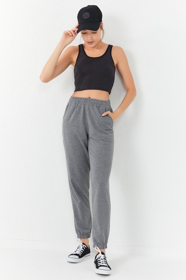 Tommy Life Füme Basic Sıfır Kol Dar Kalıp U Yaka Kadın Crop Top Atlet - 97160. 6 Tommy Life Füme Basic Sıfır Kol Dar Kalıp U Yaka Kadın Crop Top Atlet - 97160. 6