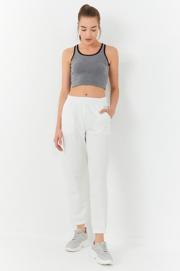 Tommy Life Gri Melanj Basic Sıfır Kol Dar Kalıp U Yaka Kadın Crop Top Atlet - 97162. 8 Tommy Life Gri Melanj Basic Sıfır Kol Dar Kalıp U Yaka Kadın Crop Top Atlet - 97162. 8