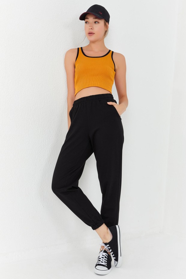 Tommy Life Hardal Basic Sıfır Kol Dar Kalıp U Yaka Kadın Crop Top Atlet - 97160. 2 Tommy Life Hardal Basic Sıfır Kol Dar Kalıp U Yaka Kadın Crop Top Atlet - 97160. 2