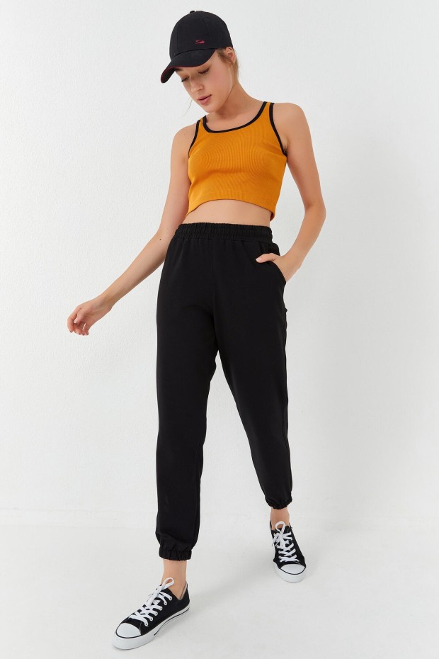 Tommy Life Hardal Basic Sıfır Kol Dar Kalıp U Yaka Kadın Crop Top Atlet - 97160. 6 Tommy Life Hardal Basic Sıfır Kol Dar Kalıp U Yaka Kadın Crop Top Atlet - 97160. 6