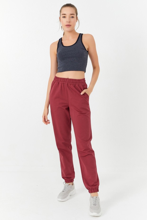 Tommy Life Lacivert Melanj Basic Sıfır Kol Dar Kalıp U Yaka Kadın Crop Top Atlet - 97162. 2