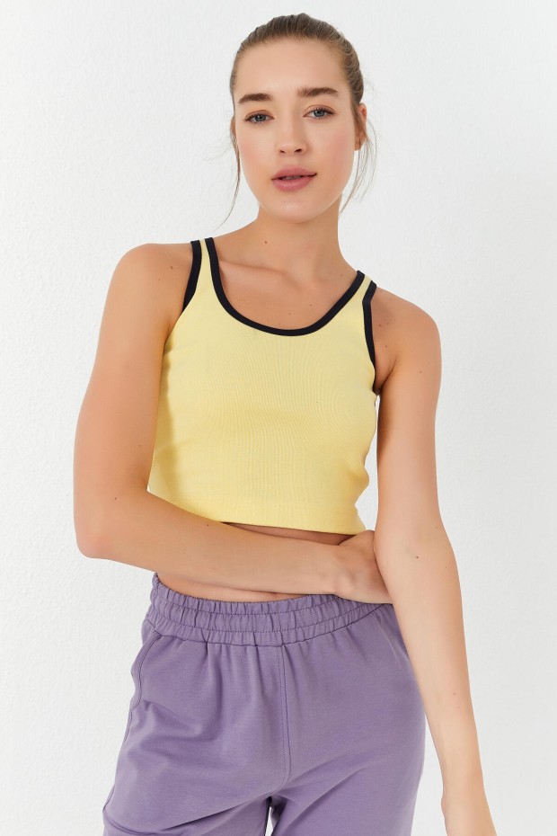 Tommy Life Limon Basic Sıfır Kol Dar Kalıp U Yaka Kadın Crop Top Atlet - 97162. 5 Tommy Life Limon Basic Sıfır Kol Dar Kalıp U Yaka Kadın Crop Top Atlet - 97162. 5