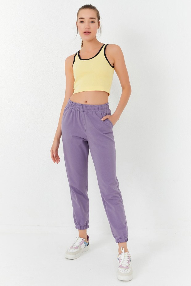 Tommy Life Limon Basic Sıfır Kol Dar Kalıp U Yaka Kadın Crop Top Atlet - 97162. 6