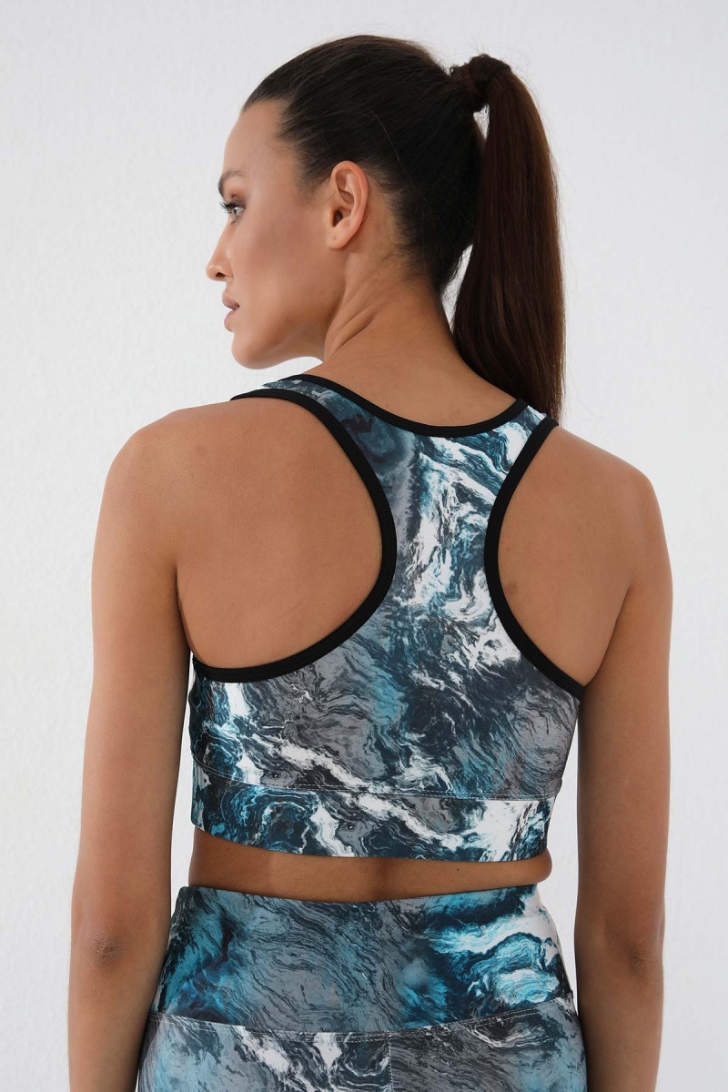 Tommy Life Mavi Karışık Batik Desenli Dar Kalıp U Yaka Kadın Spor Büstiyer - 97146. 4 Tommy Life Mavi Karışık Batik Desenli Dar Kalıp U Yaka Kadın Spor Büstiyer - 97146. 4