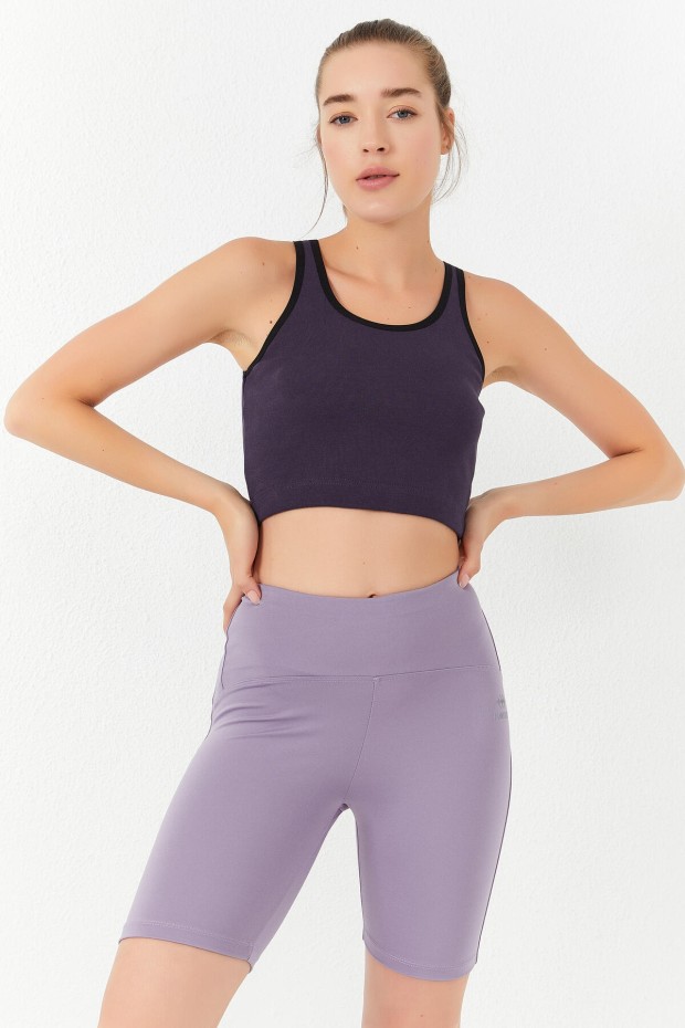 Tommy Life Mor Basic Sıfır Kol Dar Kalıp U Yaka Kadın Crop Top Atlet - 97162. 6 Tommy Life Mor Basic Sıfır Kol Dar Kalıp U Yaka Kadın Crop Top Atlet - 97162. 6