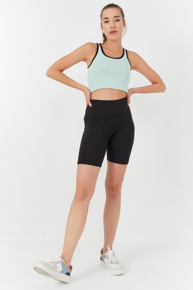 Tommy Life Su Yeşili Basic Sıfır Kol Dar Kalıp U Yaka Kadın Crop Top Atlet - 97162. 4 Tommy Life Su Yeşili Basic Sıfır Kol Dar Kalıp U Yaka Kadın Crop Top Atlet - 97162. 4