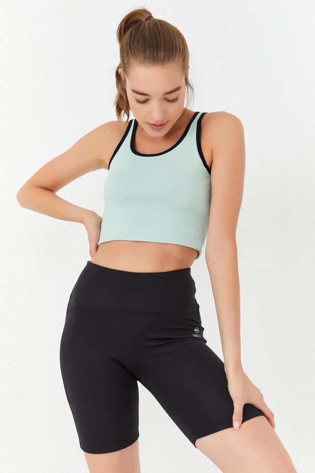 Tommy Life Su Yeşili Basic Sıfır Kol Dar Kalıp U Yaka Kadın Crop Top Atlet - 97162. 6 Tommy Life Su Yeşili Basic Sıfır Kol Dar Kalıp U Yaka Kadın Crop Top Atlet - 97162. 6