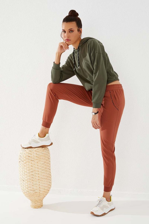 Tommy Life Tarçın Baskı Cepli Jogger Rahat Form Manşetli Kadın Eşofman Alt - 94574. 1 Tommy Life Tarçın Baskı Cepli Jogger Rahat Form Manşetli Kadın Eşofman Alt - 94574. 1