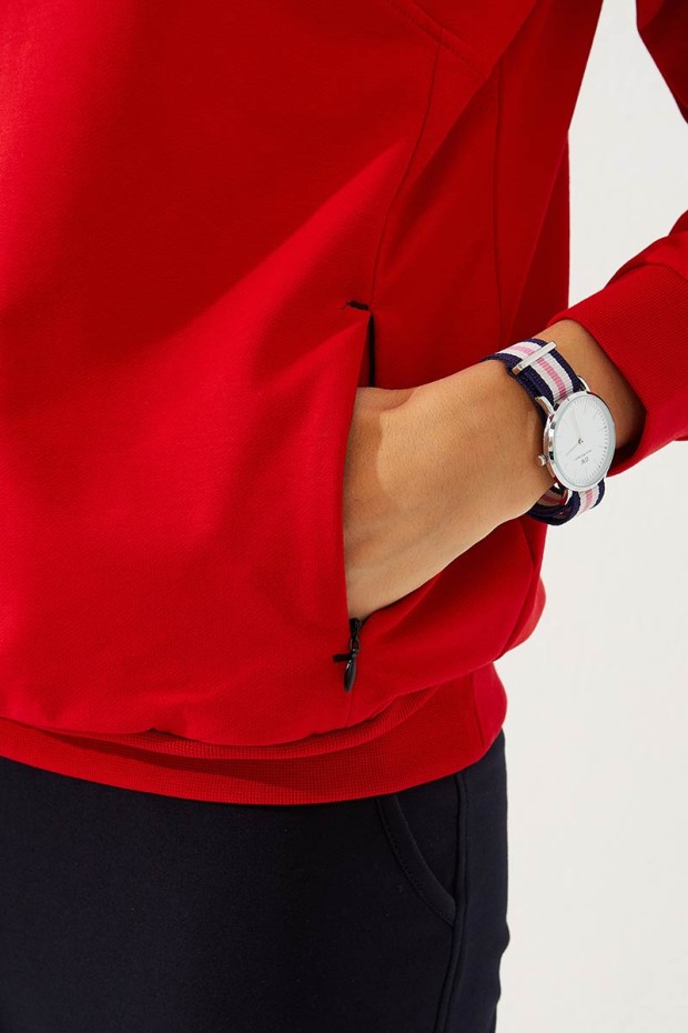 Tommy Life Kırmızı - Lacivert Yarım Fermuar Dik Yaka Rahat Form Manşetli Kadın Eşofman Takım - 95263. 6 Tommy Life Kırmızı - Lacivert Yarım Fermuar Dik Yaka Rahat Form Manşetli Kadın Eşofman Takım - 95263. 6