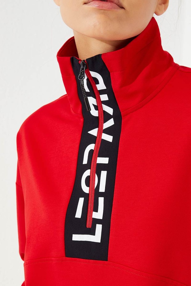 Tommy Life Kırmızı - Lacivert Yarım Fermuar Dik Yaka Rahat Form Manşetli Kadın Eşofman Takım - 95263. 1 Tommy Life Kırmızı - Lacivert Yarım Fermuar Dik Yaka Rahat Form Manşetli Kadın Eşofman Takım - 95263. 1