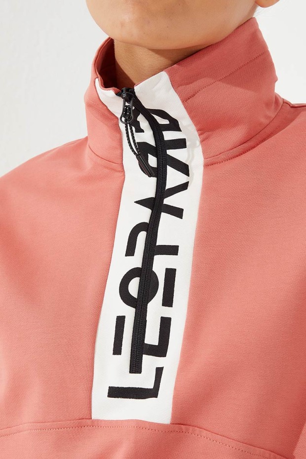 Tommy Life Pudra - Siyah Yarım Fermuar Dik Yaka Rahat Form Manşetli Kadın Eşofman Takım - 95263. 1 Tommy Life Pudra - Siyah Yarım Fermuar Dik Yaka Rahat Form Manşetli Kadın Eşofman Takım - 95263. 1