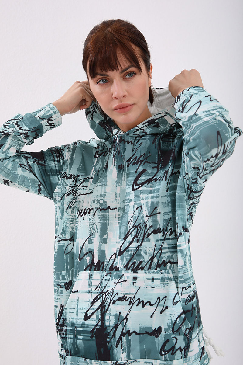 Tommy Life Yeşil Kapüşonlu Batik Yan Büzgülü Rahat Form Manşetli Kadın Eşofman Takım - 95276. 2 Tommy Life Yeşil Kapüşonlu Batik Yan Büzgülü Rahat Form Manşetli Kadın Eşofman Takım - 95276. 2