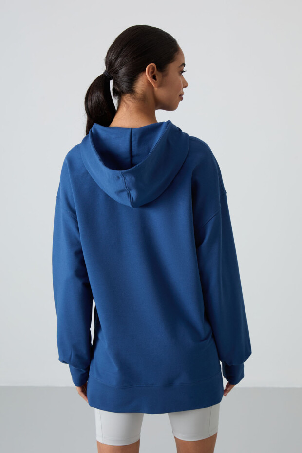 Parlament Balon Kol Yazı Nakışlı Kadın Oversize Tunik Sweatshirt - 97163 - 6