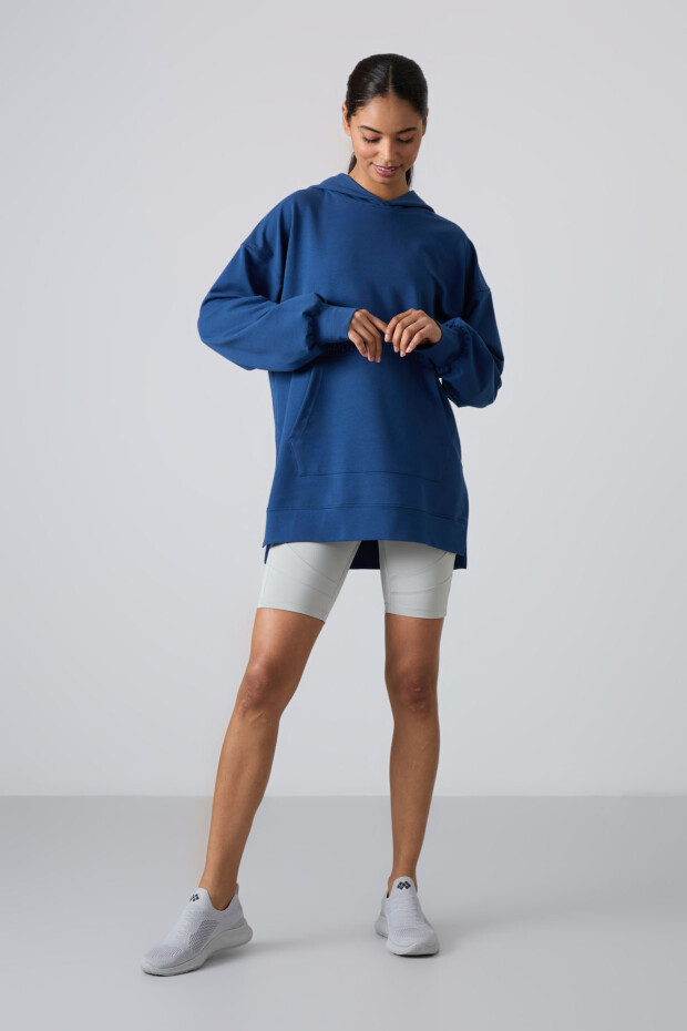 Parlament Balon Kol Yazı Nakışlı Kadın Oversize Tunik Sweatshirt - 97163 - 2
