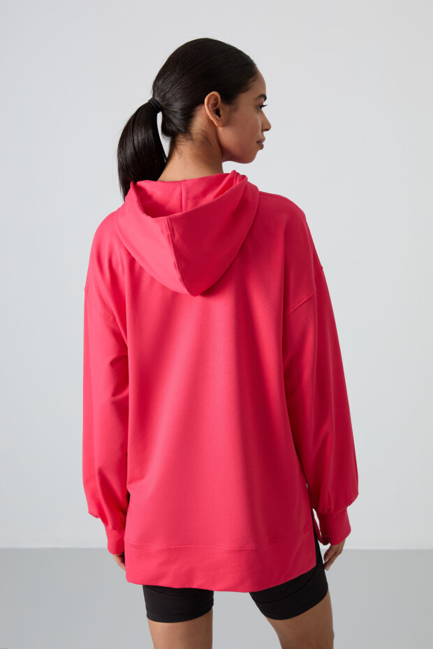 Viva Kırmızı Balon Kol Yazı Nakışlı Kadın Oversize Tunik Sweatshirt - 97163 - 6