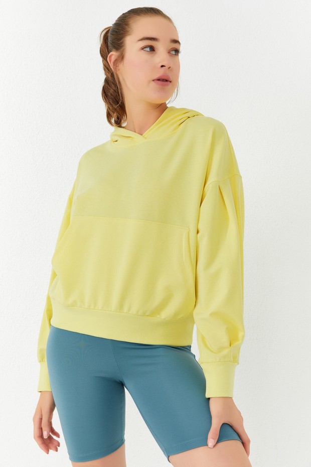 Tommy Life Limon Balon Kol Kapüşonlu Kadın Oversize Sweatshirt - 97156. 3