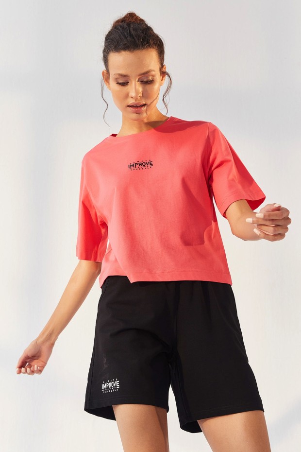 Tommy Life Rose - Siyah Küçük Yazı Baskılı O Yaka Bermuda Kadın Oversize Şort Takım - 95292. 7 Tommy Life Rose - Siyah Küçük Yazı Baskılı O Yaka Bermuda Kadın Oversize Şort Takım - 95292. 7