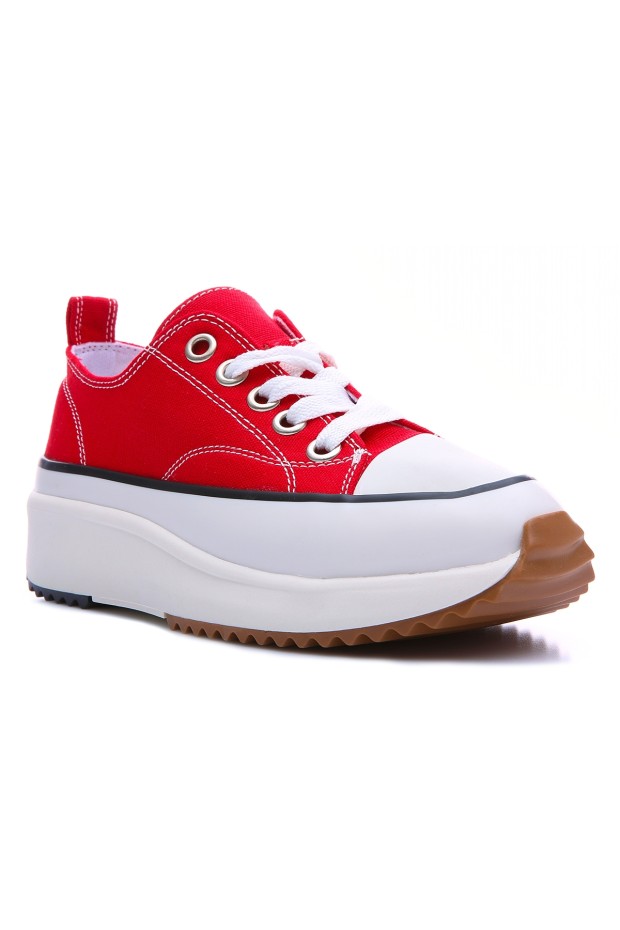 Tommy Life Kırmızı Bağcıklı Yüksek Taban Günlük Kadın Spor Ayakkabı - 89070. 5 Tommy Life Kırmızı Bağcıklı Yüksek Taban Günlük Kadın Spor Ayakkabı - 89070. 5