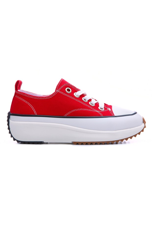 Tommy Life Kırmızı Bağcıklı Yüksek Taban Günlük Kadın Spor Ayakkabı - 89070. 3