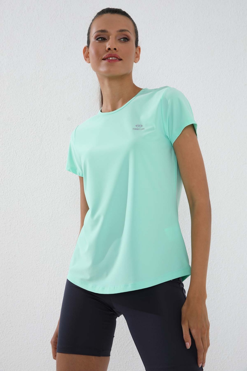 Tommy Life Mint Yeşili Basic Kısa Kol Standart Kalıp O Yaka Kadın T-Shirt - 97144. 2