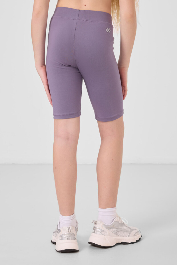 Eflatun Pamuklu Kısa Paça Standart Fit Basic Kız Çocuk Tayt - 75188 - 7