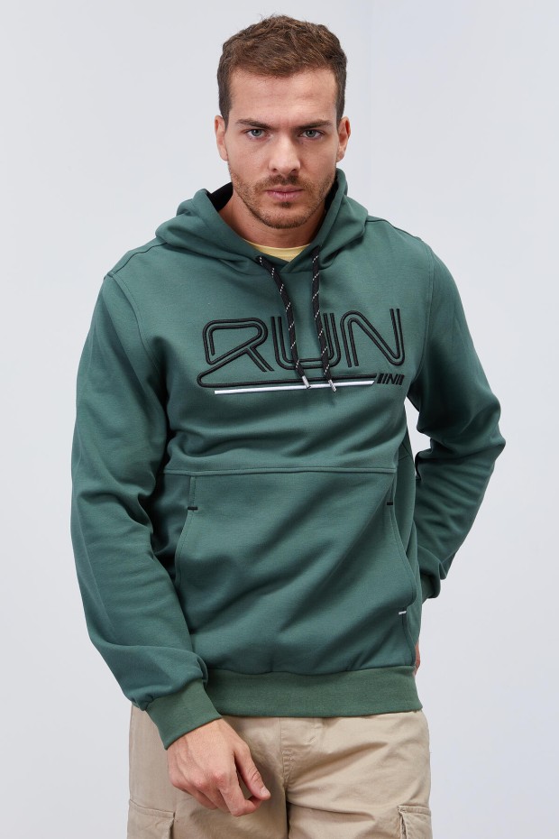 Hooded Green Men's Sweatshirt - 1
