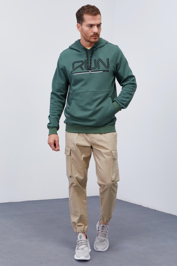 Hooded Green Men's Sweatshirt - 2