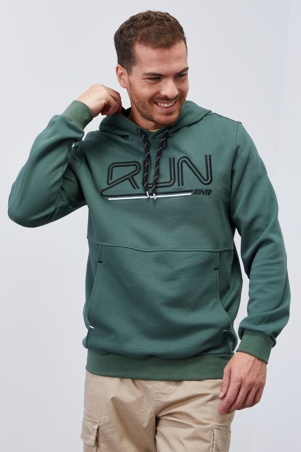Hooded Green Men's Sweatshirt - 3