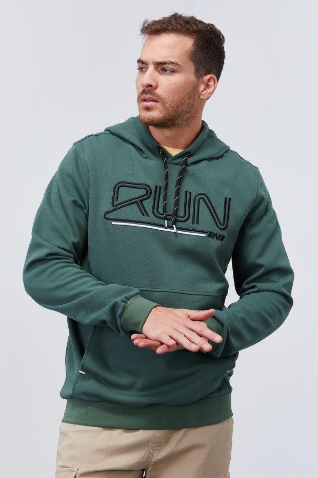 Hooded Green Men's Sweatshirt - 5