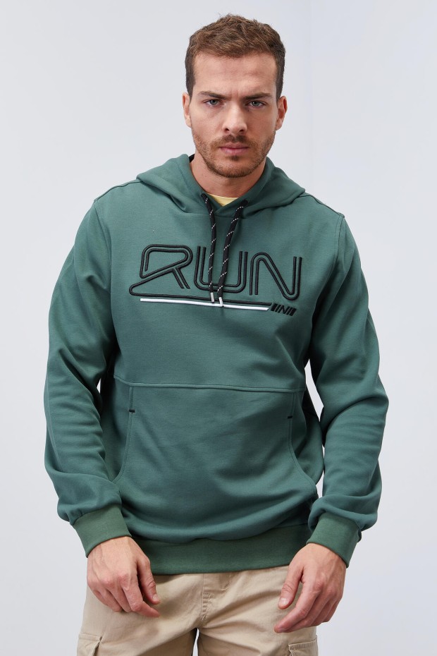 Hooded Green Men's Sweatshirt - 6