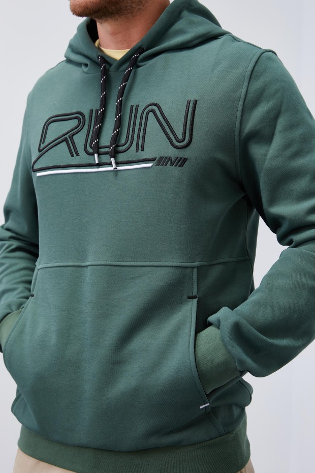 Hooded Green Men's Sweatshirt - 8