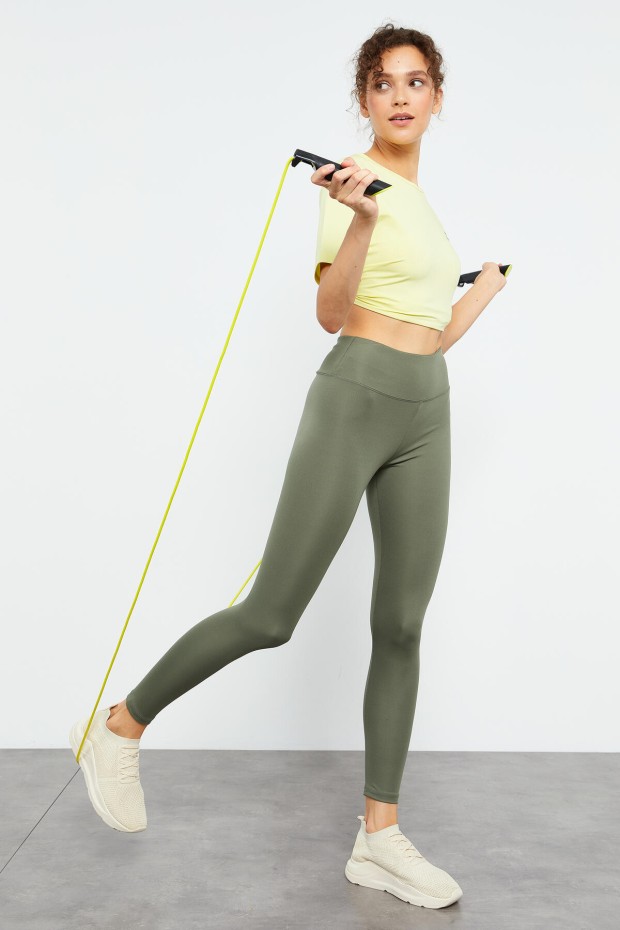 Women's High Waisted Classic Green Almond Leggings - 94545 - 1