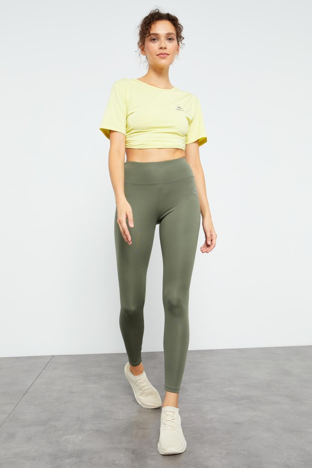 Women's High Waisted Classic Green Almond Leggings - 94545 - 5