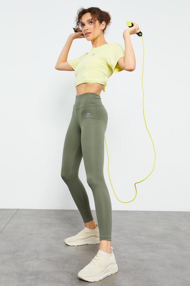 Women's High Waisted Classic Green Almond Leggings - 94545 - 6