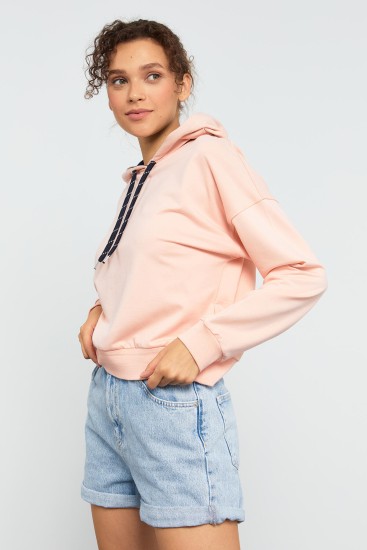 Tommy Life Basic Hooded Pink Women's Sweatshirt 