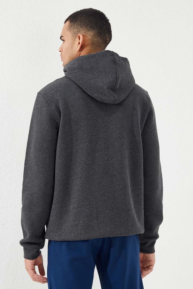 Tommy Life Antrasit Melanj Fermuarlı Kanguru Cep Standart Kalıp Kapüşonlu Erkek Sweatshirt - 87876. 5 Tommy Life Antrasit Melanj Fermuarlı Kanguru Cep Standart Kalıp Kapüşonlu Erkek Sweatshirt - 87876. 5