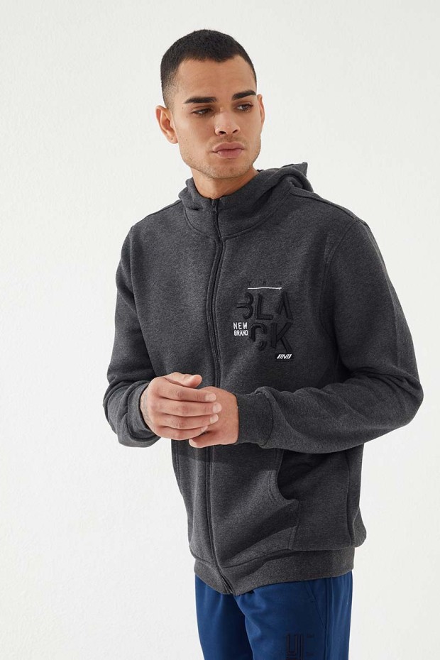 Tommy Life Antrasit Melanj Fermuarlı Kanguru Cep Standart Kalıp Kapüşonlu Erkek Sweatshirt - 87876. 7 Tommy Life Antrasit Melanj Fermuarlı Kanguru Cep Standart Kalıp Kapüşonlu Erkek Sweatshirt - 87876. 7
