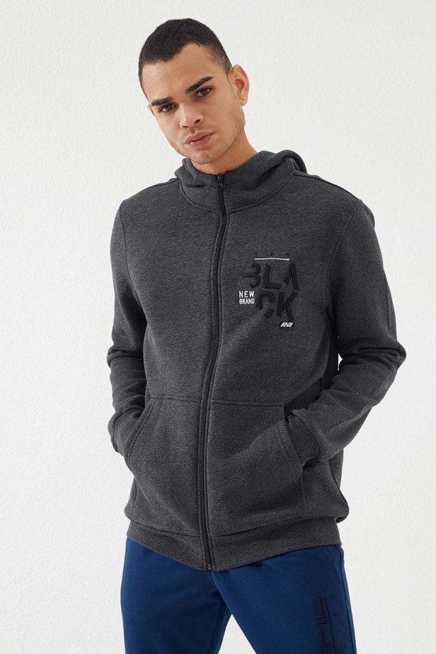 Tommy Life Antrasit Melanj Fermuarlı Kanguru Cep Standart Kalıp Kapüşonlu Erkek Sweatshirt - 87876. 6 Tommy Life Antrasit Melanj Fermuarlı Kanguru Cep Standart Kalıp Kapüşonlu Erkek Sweatshirt - 87876. 6