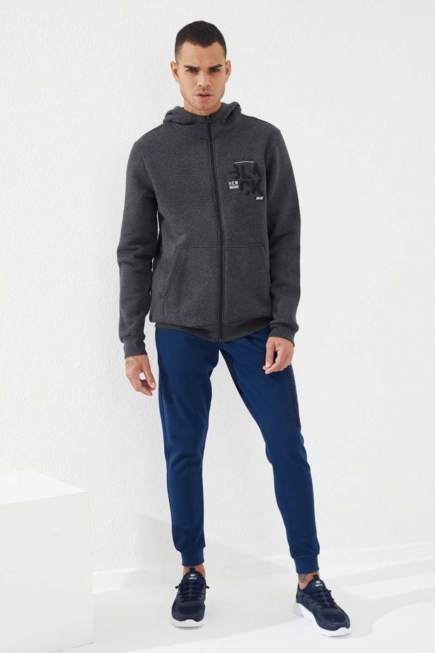 Tommy Life Antrasit Melanj Fermuarlı Kanguru Cep Standart Kalıp Kapüşonlu Erkek Sweatshirt - 87876. 1 Tommy Life Antrasit Melanj Fermuarlı Kanguru Cep Standart Kalıp Kapüşonlu Erkek Sweatshirt - 87876. 1