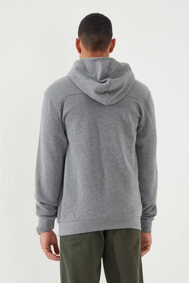 Tommy Life Gri Melanj Fermuarlı Standart Kalıp Kapüşonlu Erkek Sweatshirt - 87877. 4 Tommy Life Gri Melanj Fermuarlı Standart Kalıp Kapüşonlu Erkek Sweatshirt - 87877. 4