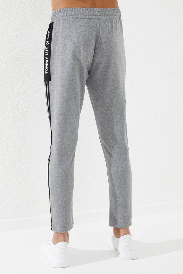 Tommy Life Gri Melanj Baskılı Çift Şeritli Slim Fit Jogger Erkek Eşofman Alt - 84780. 2 Tommy Life Gri Melanj Baskılı Çift Şeritli Slim Fit Jogger Erkek Eşofman Alt - 84780. 2