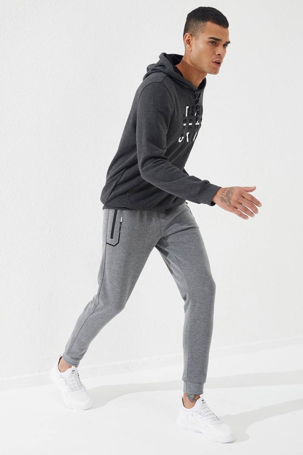 Tommy Life Gri Melanj Fermuar Cepli Nakış Detaylı Dar Kalıp Jogger Erkek Eşofman Alt - 84782. 7 Tommy Life Gri Melanj Fermuar Cepli Nakış Detaylı Dar Kalıp Jogger Erkek Eşofman Alt - 84782. 7