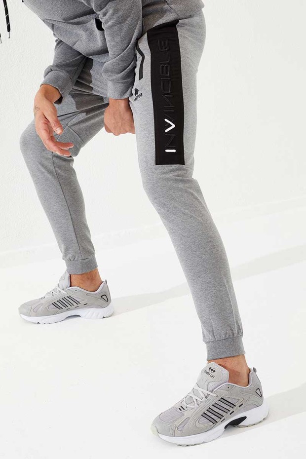 Tommy Life Gri Melanj Erkek Nakış Detaylı Dar Kalıp Jogger Eşofman Alt - 84792. 1 Tommy Life Gri Melanj Erkek Nakış Detaylı Dar Kalıp Jogger Eşofman Alt - 84792. 1