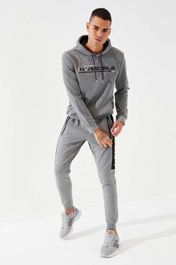Tommy Life Gri Melanj Erkek Nakış Detaylı Dar Kalıp Jogger Eşofman Alt - 84792. 6 Tommy Life Gri Melanj Erkek Nakış Detaylı Dar Kalıp Jogger Eşofman Alt - 84792. 6