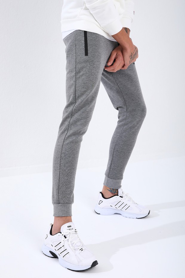 Tommy Life Gri Melanj Ters Fermuarlı Standart Kalıp Manşetli Erkek Eşofman Alt - 84702. 3 Tommy Life Gri Melanj Ters Fermuarlı Standart Kalıp Manşetli Erkek Eşofman Alt - 84702. 3