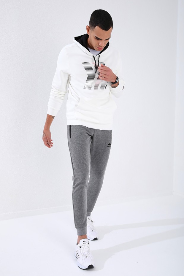 Tommy Life Gri Melanj Ters Fermuarlı Standart Kalıp Manşetli Erkek Eşofman Alt - 84702. 6 Tommy Life Gri Melanj Ters Fermuarlı Standart Kalıp Manşetli Erkek Eşofman Alt - 84702. 6