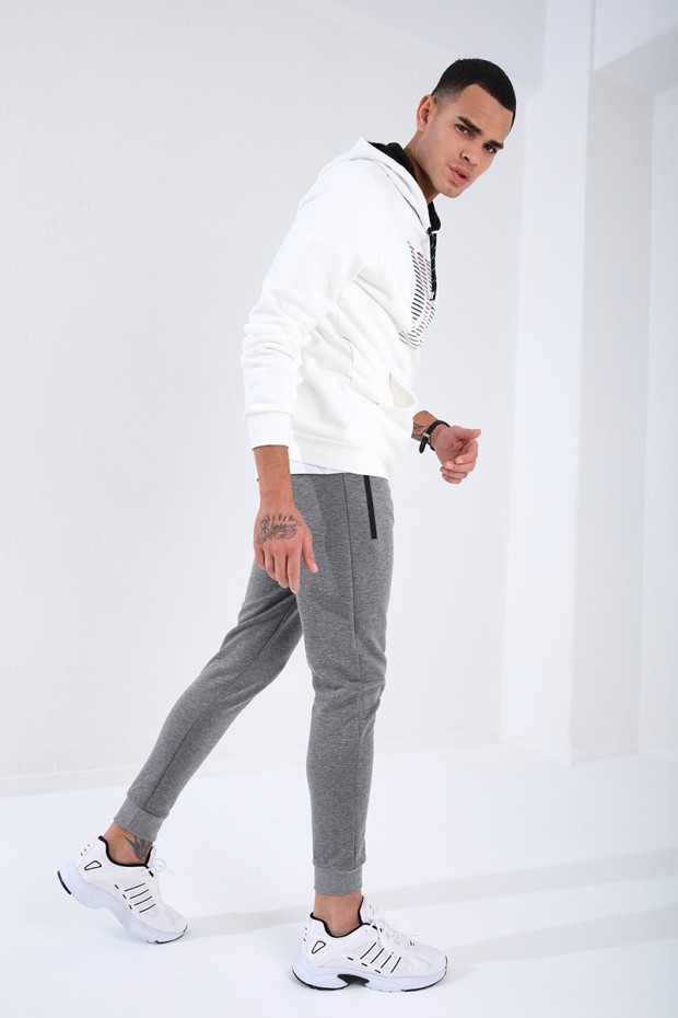 Tommy Life Gri Melanj Ters Fermuarlı Standart Kalıp Manşetli Erkek Eşofman Alt - 84702. 1 Tommy Life Gri Melanj Ters Fermuarlı Standart Kalıp Manşetli Erkek Eşofman Alt - 84702. 1